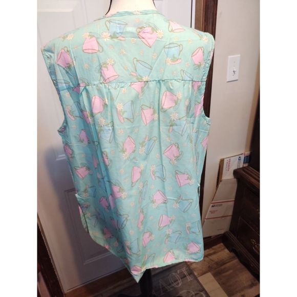 Moon‎ Dance Sleeveless Blouse Green & Pink Women's Size 2XL - Picture 4 of 5